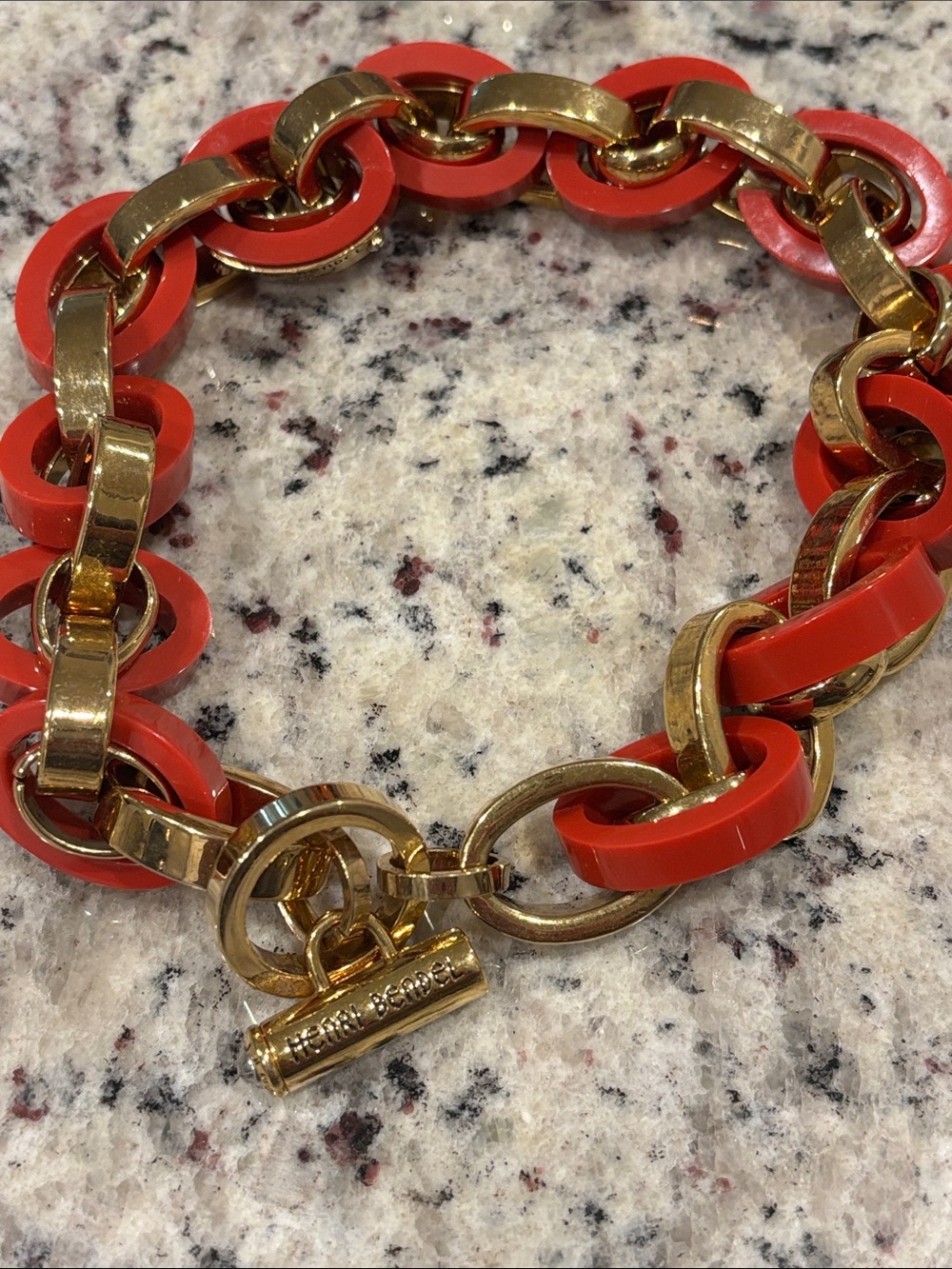 Henri Bendel Gold-Tone and Red Link choker